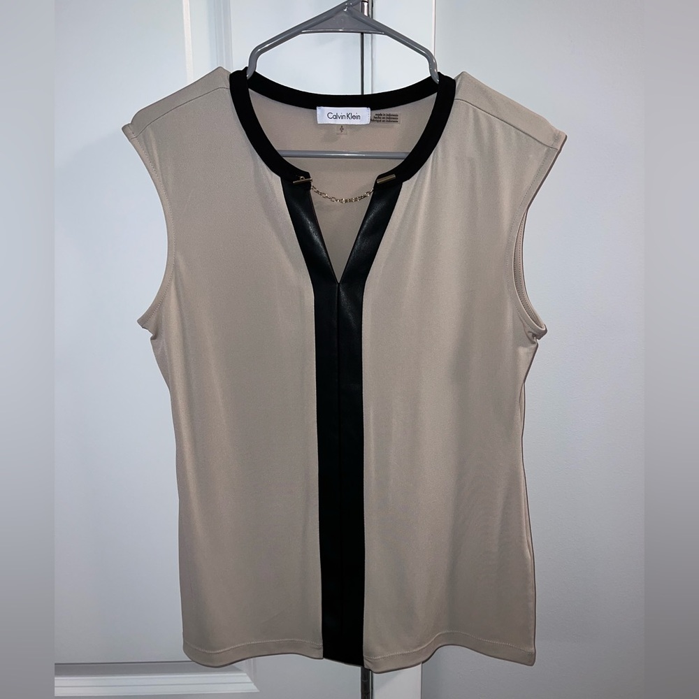 Calvin Klein Leather Trim Top